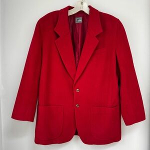 Lizwear Petites Vintage 10P Red Wool Blend Blazer Academia Preppy Classic